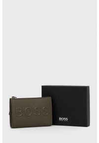 BOSS - Boss Portfel damski kolor beżowy. Kolor: zielony #4