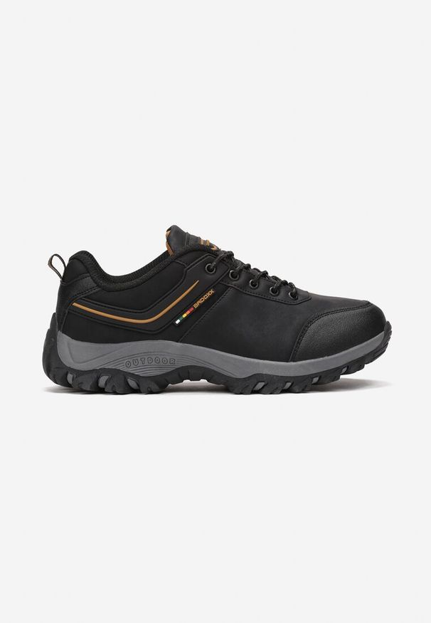 Born2be - Czarne Buty Trekkingowe Phelele. Kolor: czarny. Materiał: nubuk, syntetyk. Wzór: aplikacja. Obcas: na płaskiej podeszwie