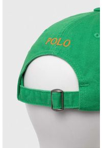Polo Ralph Lauren czapka z daszkiem bawełniana kolor zielony z aplikacją. Kolor: zielony. Materiał: bawełna. Wzór: aplikacja #3