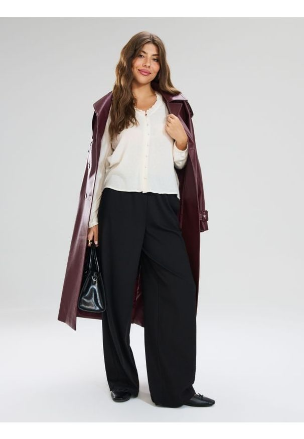 Sinsay - Spodnie wide leg z kieszeniami - czarny. Kolor: czarny