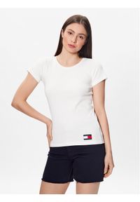 TOMMY HILFIGER - Tommy Hilfiger T-Shirt UW0UW04397 Écru Regular Fit. Materiał: bawełna, syntetyk