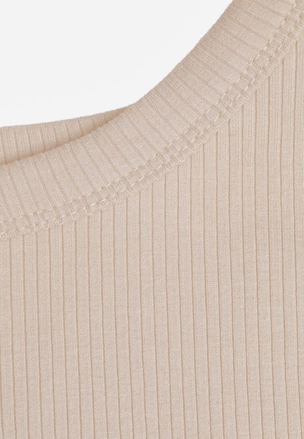 Renee - Beżowy Top na Ramiączkach Basic Prążkowany Zitira. Okazja: na co dzień. Kolor: beżowy. Materiał: prążkowany. Długość rękawa: na ramiączkach. Styl: casual