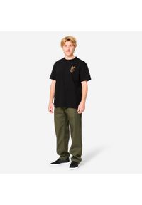 Decathlon - T-shirt z krótkimi rękawami TS500 czarny we współpracy z Make Life Skate Life. Kolor: pomarańczowy, czarny, wielokolorowy. Materiał: elastan, tkanina, bawełna, materiał, prążkowany. Długość rękawa: krótki rękaw. Długość: krótkie. Sport: skateboard