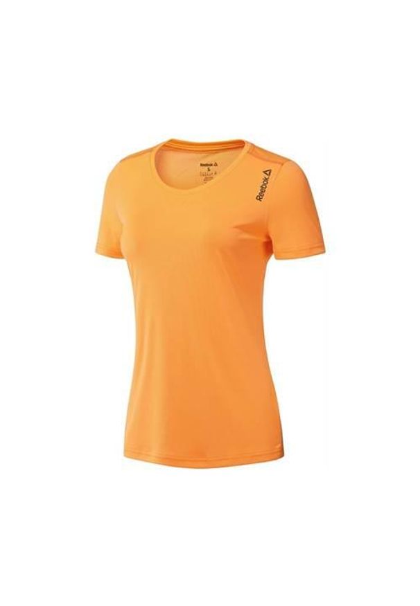 Koszulka treningowa damska Reebok Ess Running. Kolor: pomarańczowy. Długość rękawa: krótki rękaw. Długość: krótkie. Sport: bieganie