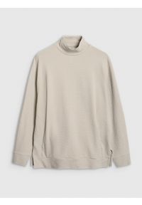 4f - 4F Bluza dresowa do jogi i pilatesu damska - beżowa XL. Okazja: na co dzień. Kolor: beżowy. Materiał: dresówka. Wzór: gładki. Styl: klasyczny, casual. Sport: joga i pilates