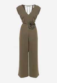 Born2be - Zielony Wiązany Kombinezon z Prostymi Nogawkami i Wiskozą oraz Kwiatową Aplikacją Dimenna. Kolor: zielony. Materiał: wiskoza. Wzór: aplikacja, kwiaty. Styl: elegancki #5