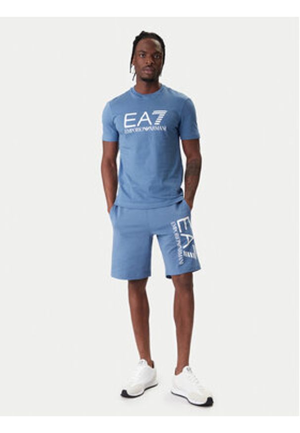 EA7 Emporio Armani T-Shirt 7M001412 AF22264 UB064 Niebieski Regular Fit. Kolor: niebieski. Materiał: bawełna