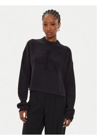 Calvin Klein Jeans Sweter Logo Intarsia J20J223615 Czarny Relaxed Fit. Kolor: czarny. Materiał: bawełna #1