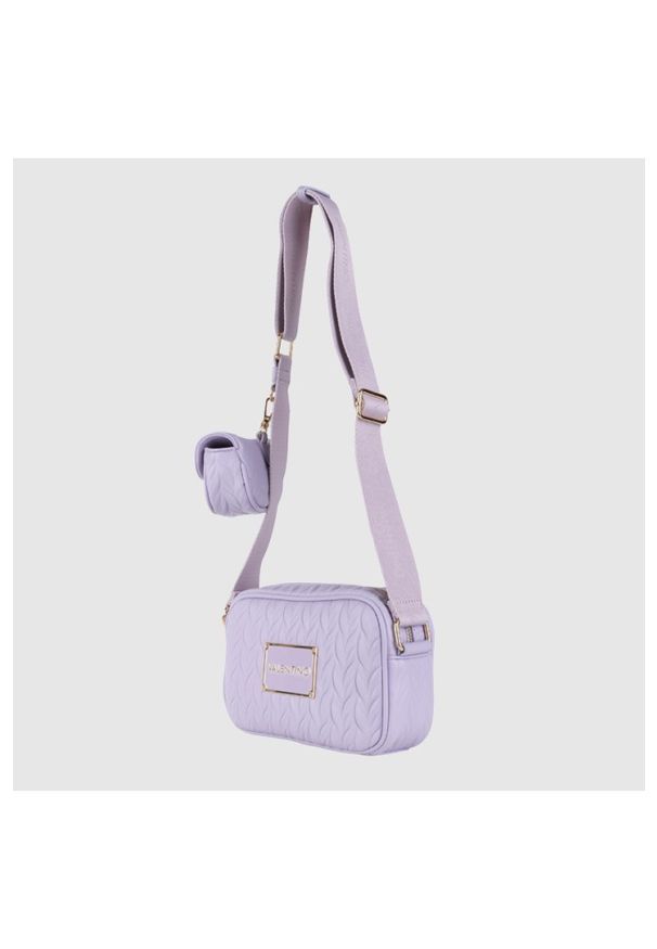 Valentino by Mario Valentino - VALENTINO Tłoczona fioletowa torebka z przypinaną saszetką sunny re haversack. Kolor: fioletowy. Materiał: z tłoczeniem
