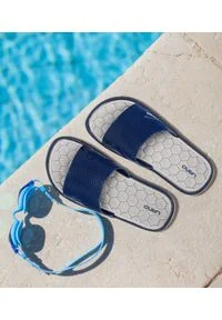 LANO - Klapki dziecięce basenowe Lano KL-2-6143-1A Granatowe. Okazja: na plażę. Kolor: niebieski. Materiał: guma