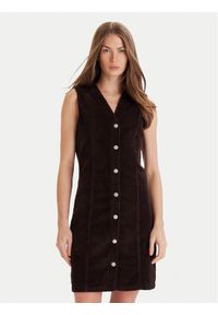 Vero Moda Sukienka codzienna Eden 10333959 Brązowy Regular Fit. Okazja: na co dzień. Kolor: brązowy. Materiał: bawełna. Typ sukienki: proste. Styl: casual