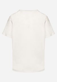 Born2be - Biały Bawełniany T-shirt Ozdobiony Napisem Nalaviraen. Okazja: na randkę, na co dzień, na spacer. Kolor: biały. Materiał: bawełna. Wzór: aplikacja, napisy. Styl: casual, elegancki #5