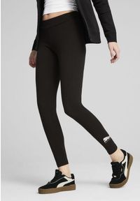 Puma - Damskie legginsy ESS METALLIC PUMA Black Metallic Silver. Kolor: wielokolorowy, czarny, szary