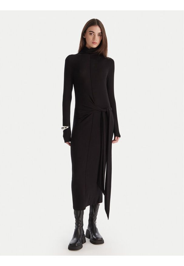 Patrizia Pepe Sukienka dzianinowa 2A2958 J337 Czarny Regular Fit. Kolor: czarny. Materiał: wiskoza