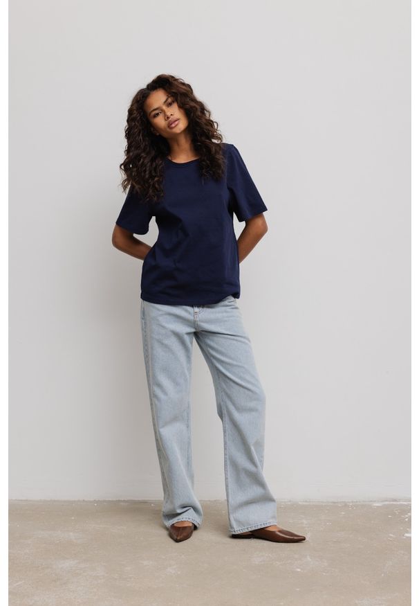 Marsala - Damski T-Shirt w kolorze DARK NAVY - CAMAS-XS/S. Materiał: bawełna, dzianina. Długość rękawa: krótki rękaw. Długość: krótkie