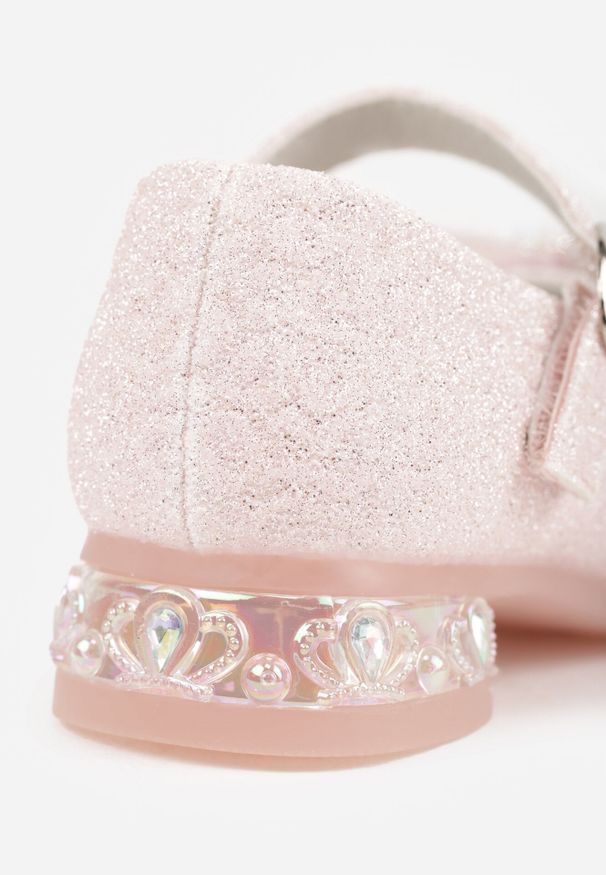 Born2be - Różowe Balerinki z Paskiem i Skórzaną Wkładką Zdobione Kokardą z Cyrkoniami Larailee. Okazja: na spacer, na co dzień, na uczelnię. Zapięcie: pasek. Kolor: różowy. Materiał: skóra. Wzór: aplikacja. Styl: casual, elegancki