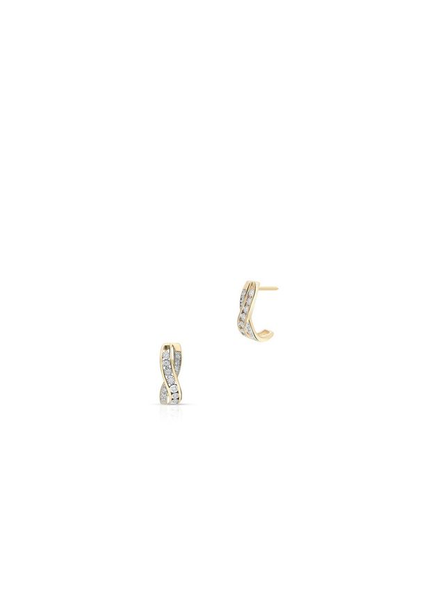 W.KRUK Zjawiskowe Złote Kolczyki - złoto 585, Diament 0,02ct,brylant 0,06ct - ZCG/K+1063K. Materiał: złote. Kolor: złoty. Wzór: aplikacja. Kamień szlachetny: brylant, diament