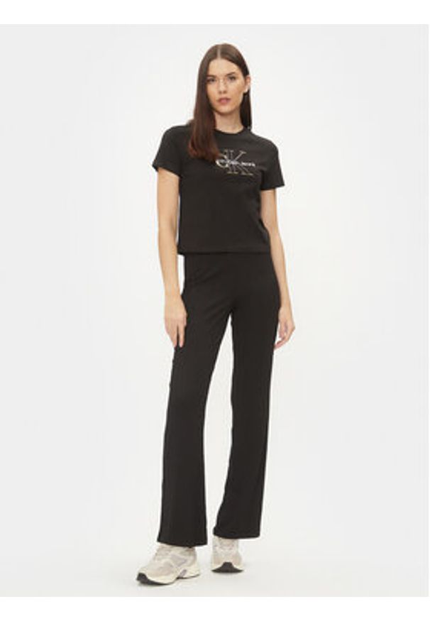 Calvin Klein Jeans Spodnie dzianinowe J20J222685 Czarny Straight Fit. Kolor: czarny. Materiał: syntetyk