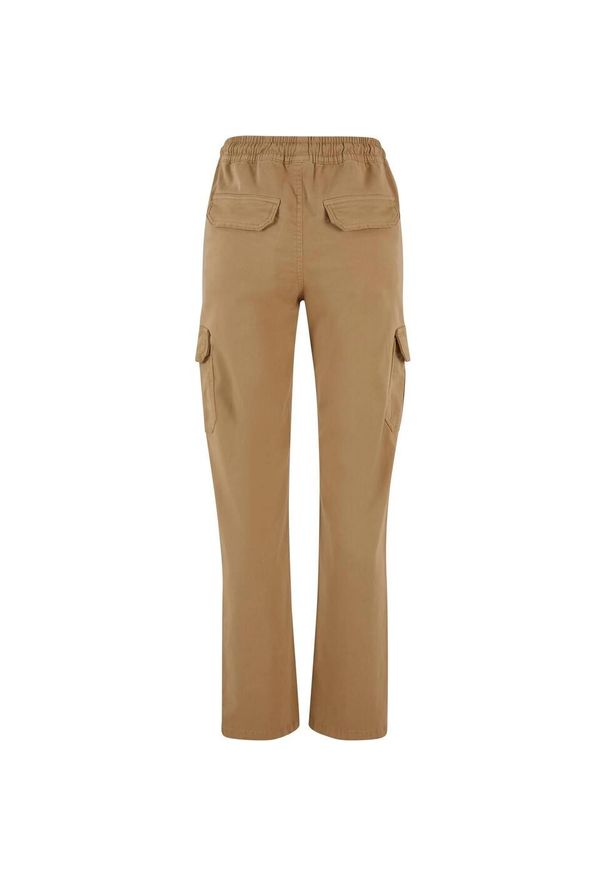 Urban Classics - Spodnie Cargo Damskie Twill Z Wysokimi Stanami. Stan: podwyższony. Kolor: beżowy. Długość: długie