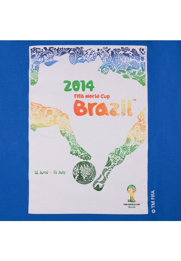 COPA FOOTBALL - Koszulka dla dorosłych - Plakat Mistrzostw Świata Brazylia 2014 - Niebieska. Kolor: niebieski. Sport: piłka nożna