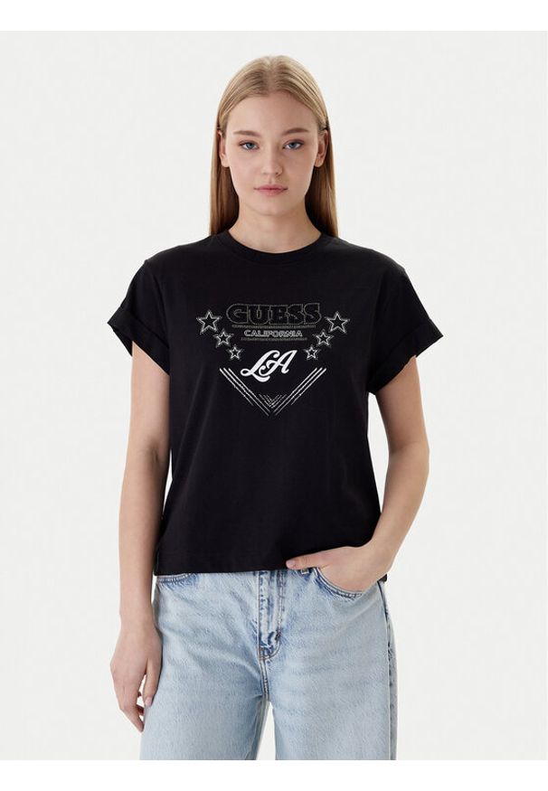 Guess T-Shirt W6RI30 I3Z14 Czarny Regular Fit. Kolor: czarny. Materiał: bawełna