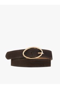 Ryłko - Brązowy pasek ze skóry welurowej. Kolor: brązowy. Materiał: welur, skóra #1