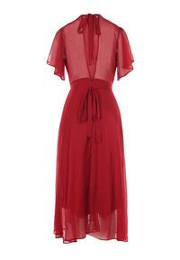 Born2be - Bordowa Sukienka Acsophia. Kolor: czerwony. Materiał: tkanina, materiał. Długość rękawa: krótki rękaw. Styl: wizytowy, elegancki. Długość: midi #5