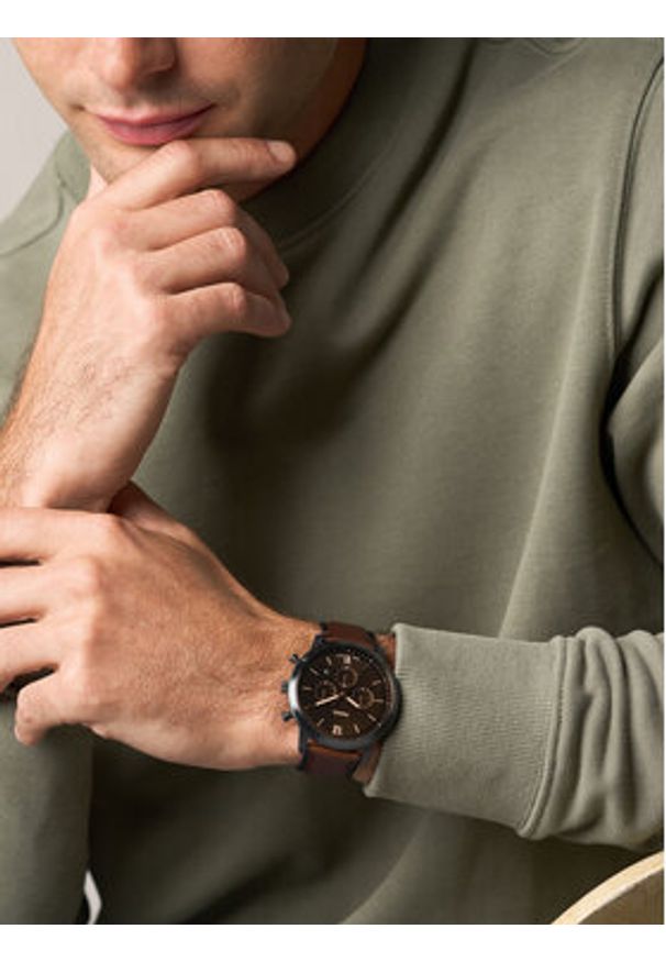 Fossil Zegarek Neutra FS6163 Brązowy. Kolor: brązowy. Materiał: skóra