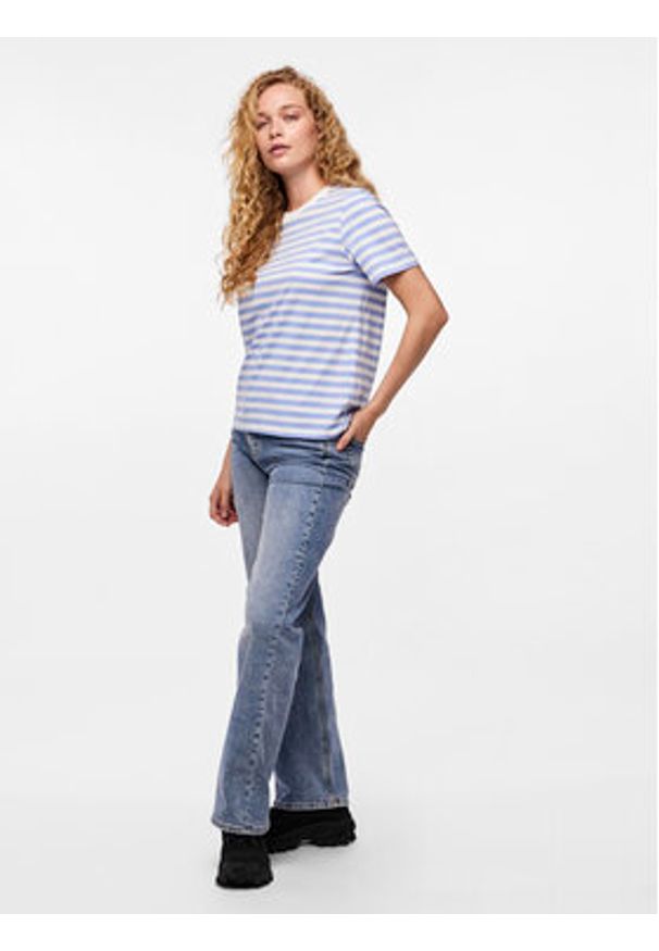 Pieces T-Shirt Ria 17146339 Niebieski Regular Fit. Kolor: niebieski. Materiał: bawełna