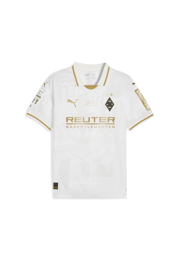 Puma - Męska koszulka Borussia Mönchengladbach 125th Anniversary PUMA. Kolor: biały, wielokolorowy, beżowy. Wzór: aplikacja. Sezon: lato. Sport: piłka nożna