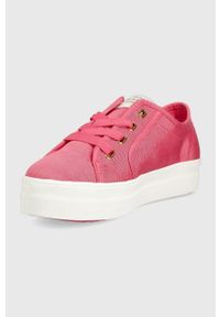 GANT - Gant tenisówki Leisha damskie kolor różowy. Nosek buta: okrągły. Zapięcie: sznurówki. Kolor: różowy. Materiał: guma. Obcas: na platformie