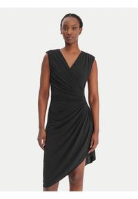 Karl Lagerfeld - KARL LAGERFELD Sukienka koktajlowa B1W13030 Czarny Slim Fit. Typ kołnierza: dekolt w karo. Kolor: czarny. Materiał: syntetyk. Styl: wizytowy #1
