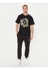 Versace Jeans Couture T-Shirt 78GAHC01 Czarny Regular Fit. Kolor: czarny. Materiał: bawełna #5