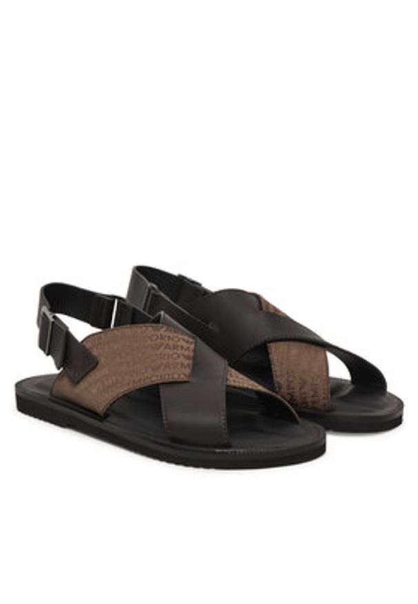 Emporio Armani Sandały EM004323 AF25617 M6354 Brązowy. Kolor: brązowy. Materiał: skóra