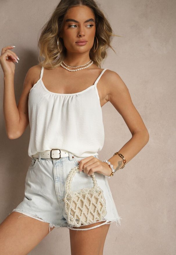 Renee - Biały Basicowy Top z Bawełną Thireldi. Kolor: biały. Materiał: bawełna. Sezon: lato