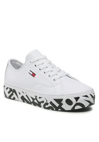 Tommy Jeans Sneakersy Cupsole Print Logo EN0EN02064 Biały. Kolor: biały. Materiał: skóra. Wzór: nadruk #4