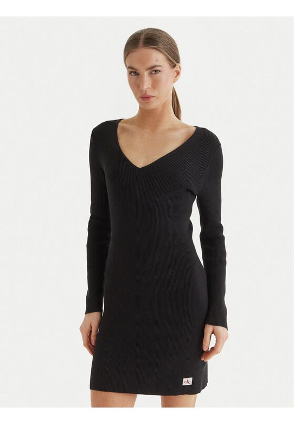 Calvin Klein Jeans Sukienka codzienna LV047F324G Czarny Slim Fit. Okazja: na co dzień. Kolor: czarny. Materiał: bawełna. Typ sukienki: proste. Styl: casual