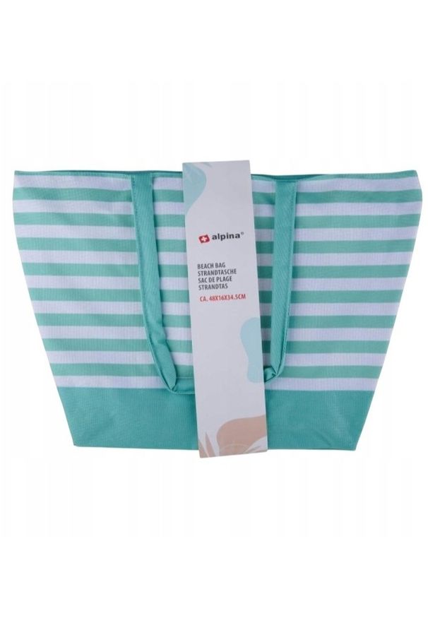 Alpina Alpina - Torba plażowa w paski 49,3x16x34 cm (Turkusowy / Biały). Kolor: turkusowy, wielokolorowy, biały. Wzór: paski