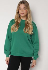 Born2be - Zielona Ocieplana Bluza z Bawełną i Napisem z Tyłu Fezanda. Okazja: na co dzień. Kolor: zielony. Materiał: bawełna. Wzór: napisy. Styl: klasyczny, casual, elegancki #3