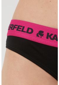 Karl Lagerfeld stringi (2-pack) kolor czarny. Kolor: czarny. Materiał: lyocell, tkanina, jedwab, materiał