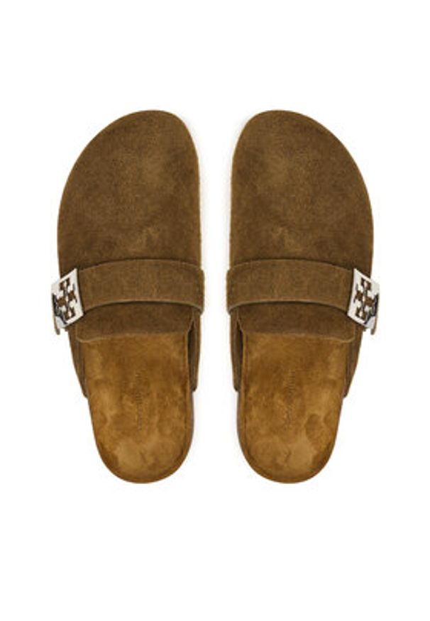 Tory Burch Klapki Mellow Mule 175424 Zielony. Kolor: zielony. Materiał: zamsz, skóra