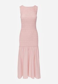 Born2be - Różowa Marszczona Sukienka Bez Rękawów z Obniżoną Linią Talii Natirea. Okazja: na co dzień. Kolor: różowy. Długość rękawa: bez rękawów. Typ sukienki: proste. Styl: casual, elegancki #3