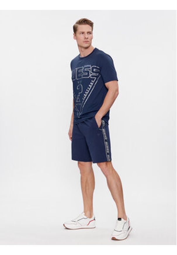 Guess Szorty materiałowe Arlo Z2YD02 K6ZS1 Granatowy Loose Fit. Kolor: niebieski. Materiał: bawełna