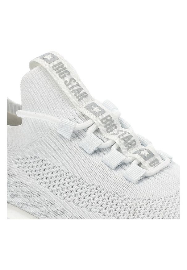 Big-Star - Białe Sneakersy Big Star Wygodne Buty Męskie. Okazja: do pracy. Kolor: biały. Materiał: materiał. Szerokość cholewki: normalna. Wzór: aplikacja. Sport: fitness