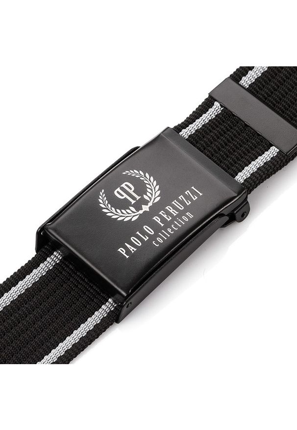 Pasek parciany PAOLO PERUZZI PW-10-105 cm czarny. Kolor: czarny. Materiał: materiał
