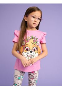 Sinsay - Koszulka Psi Patrol - różowy. Typ kołnierza: kołnierz z falbankami. Kolor: różowy. Długość rękawa: krótki rękaw. Długość: krótkie #1