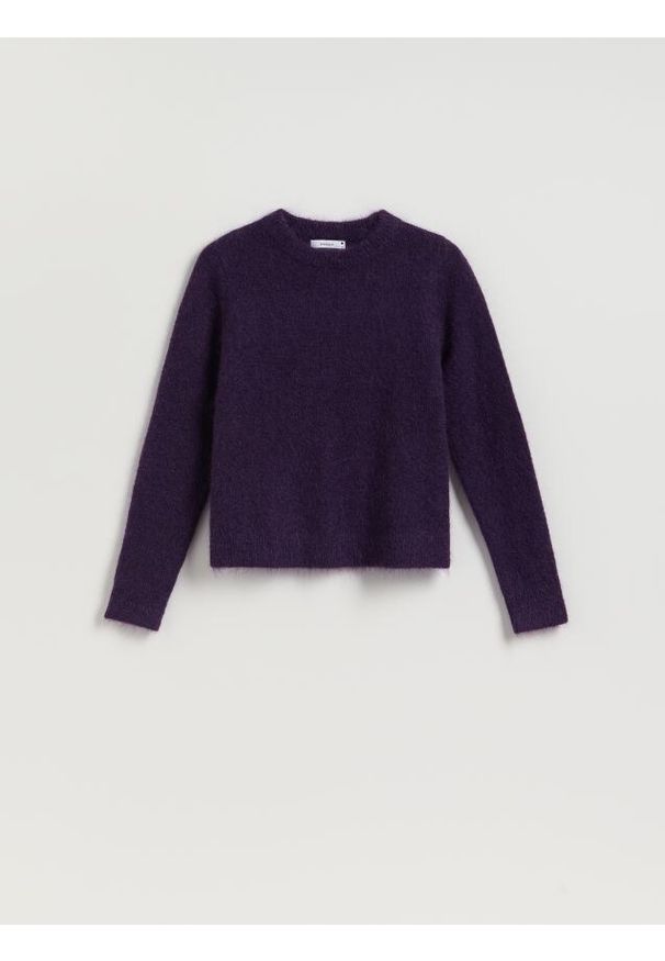 Reserved - Sweter z dodatkiem wełny i moheru - mahoniowy. Kolor: brązowy. Materiał: wełna, moher