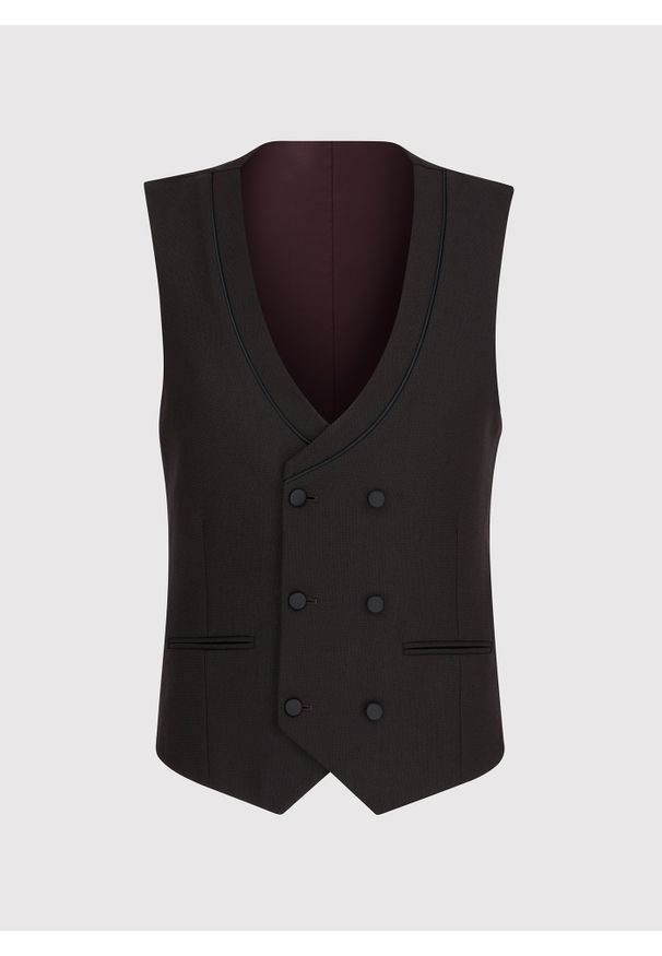 Pako Lorente - PAKO LORENTE – Brązowa kamizelka smokingowa. Kolor: brązowy. Wzór: gładki