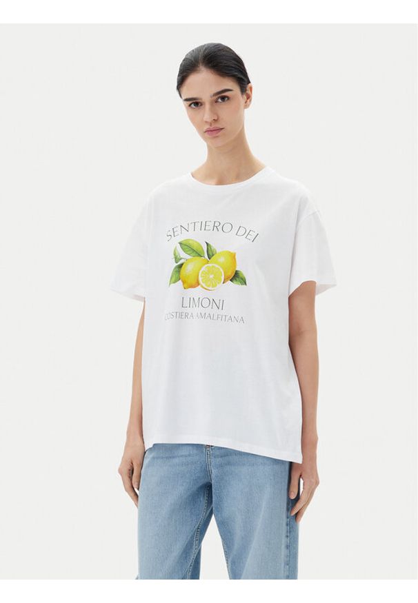 Pieces T-Shirt Thea 17157114 Biały Standard Fit. Kolor: biały. Materiał: bawełna