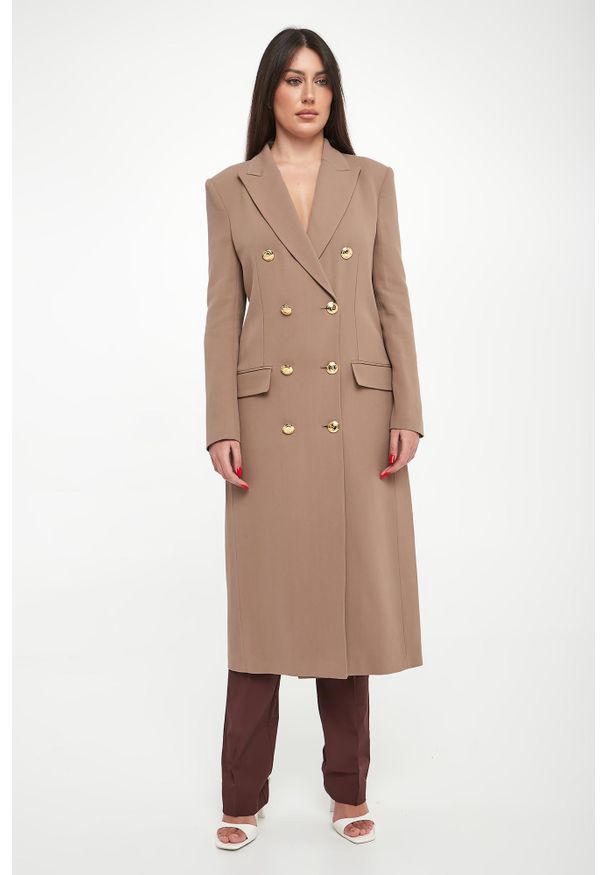 Elisabetta Franchi - Płaszcz damski z gabardyny ELISABETTA FRANCHI
